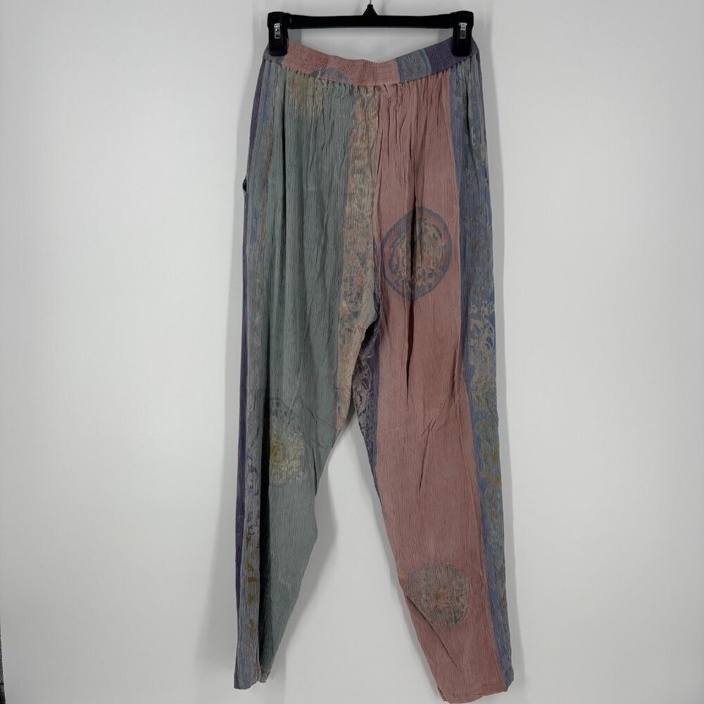 Vintage Handmade Boho Hippie Pants Women’s Size Medium Purple‎ Green High Waist - Picture 2 of 8